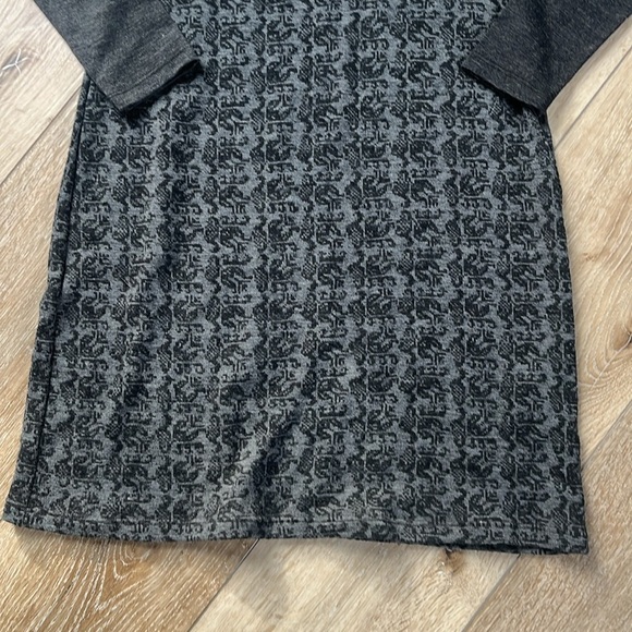 Ibex Wool Dress Juliet Providence Printed Gray Long Sleeve - Picture 3 of 9